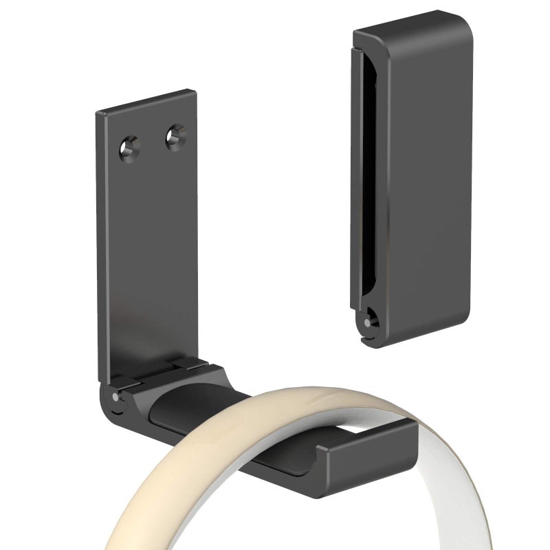 Yocice Headphone Stand Hanger,Headset Holder Mount,Aluminum Hook with Strong Adhesive Tape for Headphones (H03-Black-1PCS) - Image 1